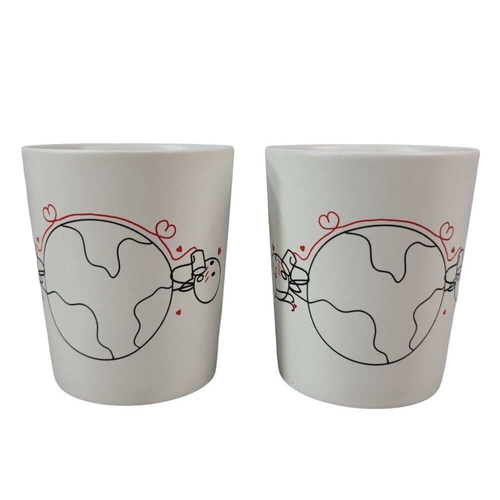 Human Touch 2 Mug Set Treat It With Love Soulmates Long Distance Romance Globe